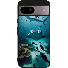 Coque Google Pixel 8a - Silicone rigide noir Manta Lagon Nettoyage