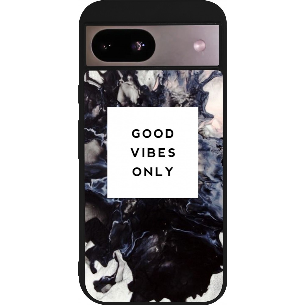 Coque Google Pixel 8a - Silicone rigide noir Marble Good Vibes Only