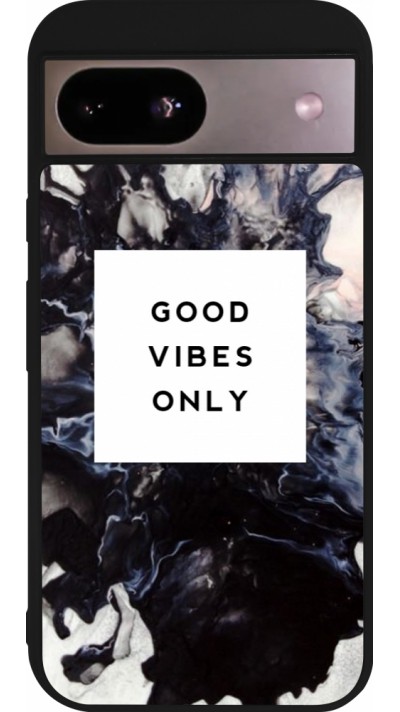 Coque Google Pixel 8a - Silicone rigide noir Marble Good Vibes Only