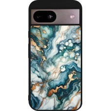 Coque Google Pixel 8a - Silicone rigide noir Marbre Vert Bleu Doré