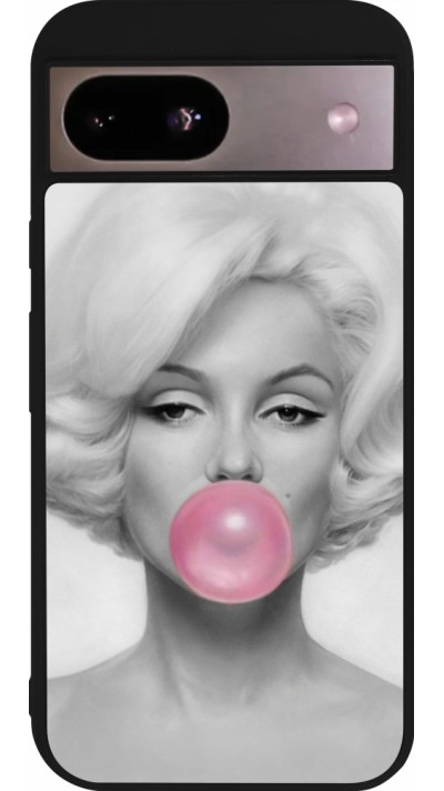 Coque Google Pixel 8a - Silicone rigide noir Marilyn Bubble