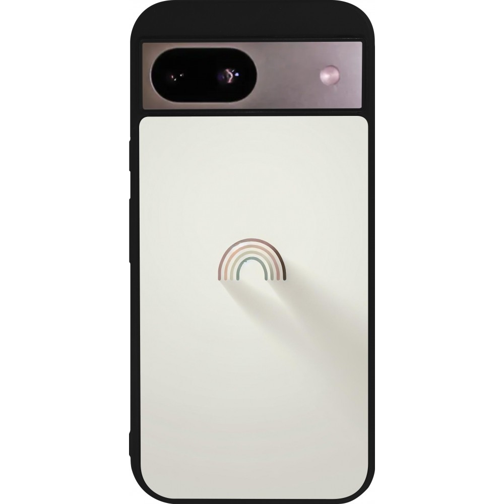 Coque Google Pixel 8a - Silicone rigide noir Mini Rainbow Minimal