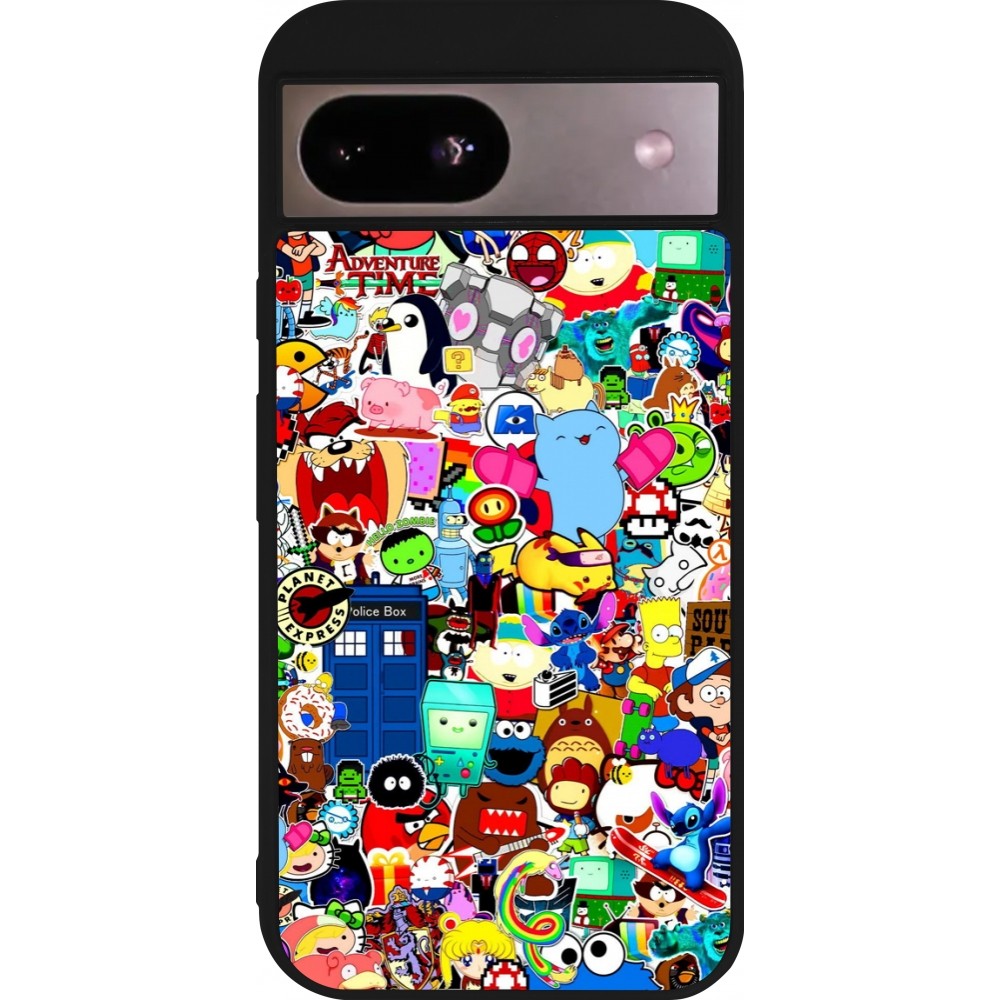 Coque Google Pixel 8a - Silicone rigide noir Mixed cartoons