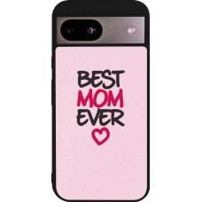 Coque Google Pixel 8a - Silicone rigide noir Mom 2023 best Mom ever pink