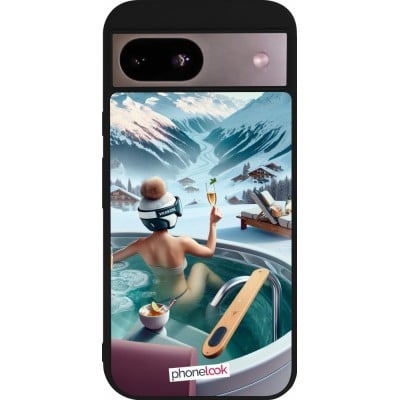 Coque Google Pixel 8a - Silicone rigide noir Montagne Glamour Jacuzzi