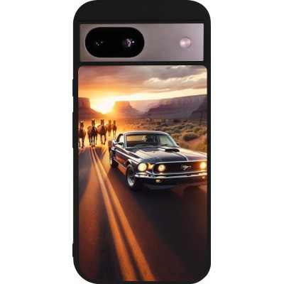 Coque Google Pixel 8a - Silicone rigide noir Mustang 69 Grand Canyon