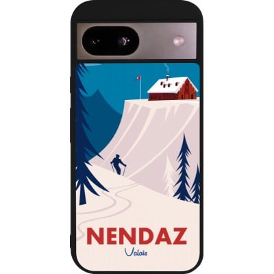 Coque Google Pixel 8a - Silicone rigide noir Nendaz Cabane Ski