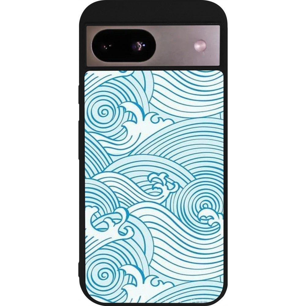 Coque Google Pixel 8a - Silicone rigide noir Ocean Waves