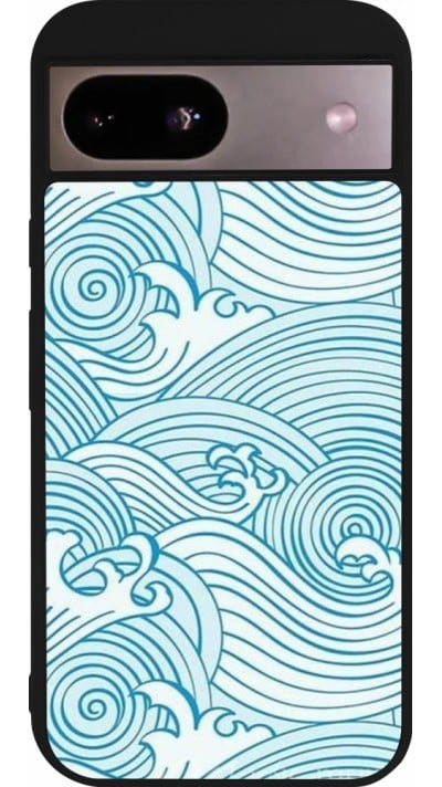 Coque Google Pixel 8a - Silicone rigide noir Ocean Waves