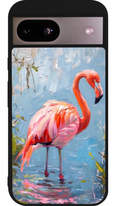 Coque Google Pixel 8a - Silicone rigide noir Paint Flamingo