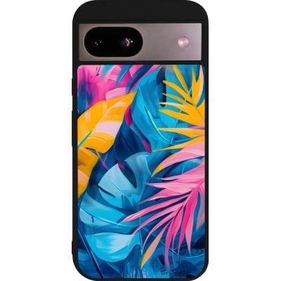 Coque Google Pixel 8a - Silicone rigide noir Palms Blue