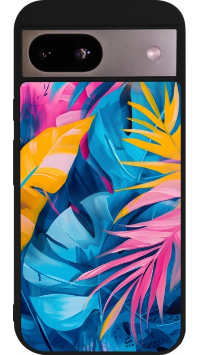 Coque Google Pixel 8a - Silicone rigide noir Palms Blue