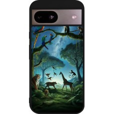 Coque Google Pixel 8a - Silicone rigide noir Paradis des animaux exotiques