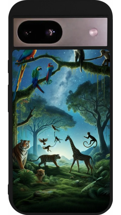 Coque Google Pixel 8a - Silicone rigide noir Paradis des animaux exotiques