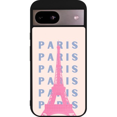 Coque Google Pixel 8a - Silicone rigide noir Paris Pink Print