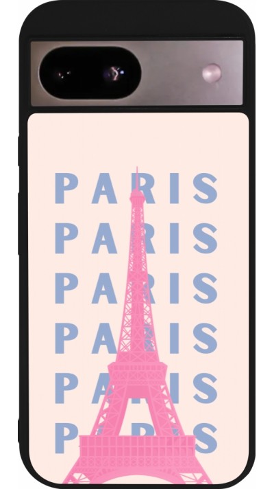 Coque Google Pixel 8a - Silicone rigide noir Paris Pink Print