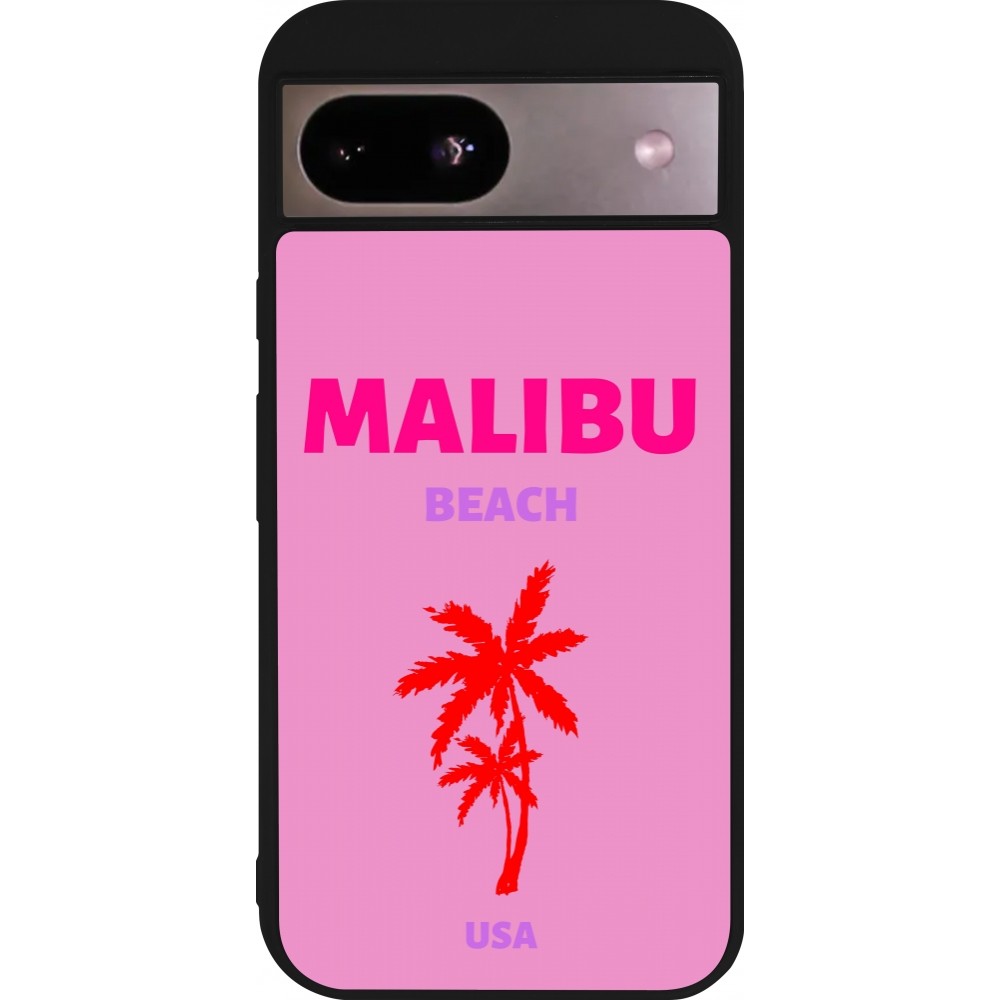 Coque Google Pixel 8a - Silicone rigide noir Pop Summer Destination Malibu