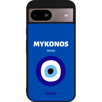 Coque Google Pixel 8a - Silicone rigide noir Pop Summer Destination Mykonos