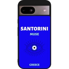 Coque Google Pixel 8a - Silicone rigide noir Pop Summer Destination Santorini