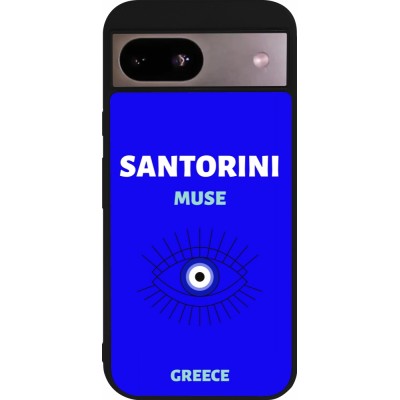 Coque Google Pixel 8a - Silicone rigide noir Pop Summer Destination Santorini