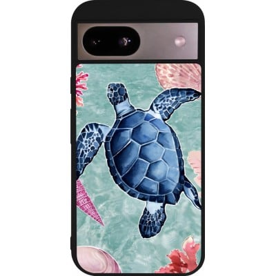 Coque Google Pixel 8a - Silicone rigide noir Preppy Turtle