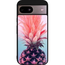 Coque Google Pixel 8a - Silicone rigide noir Purple Pink Pineapple