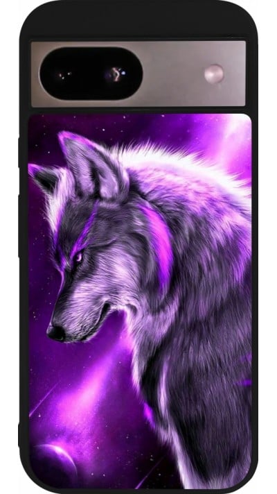 Coque Google Pixel 8a - Silicone rigide noir Purple Sky Wolf