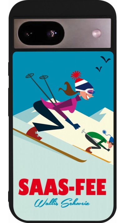 Coque Google Pixel 8a - Silicone rigide noir Saas-Fee Ski Downhill