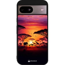 Coque Google Pixel 8a - Silicone rigide noir Safari sunset wildlife