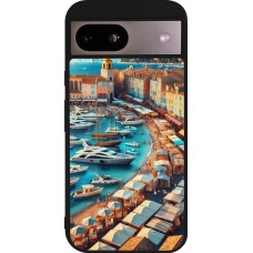 Coque Google Pixel 8a - Silicone rigide noir Saint-Tropez Beach