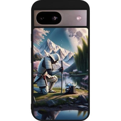 Coque Google Pixel 8a - Silicone rigide noir Samurai Katana Lune