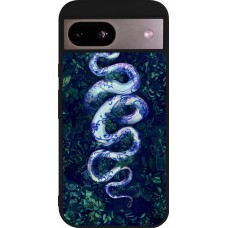 Coque Google Pixel 8a - Silicone rigide noir Serpent Blue Anaconda