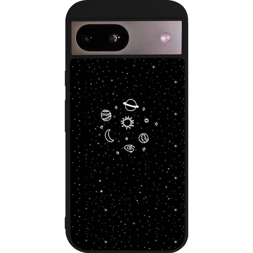 Coque Google Pixel 8a - Silicone rigide noir Space Doodle