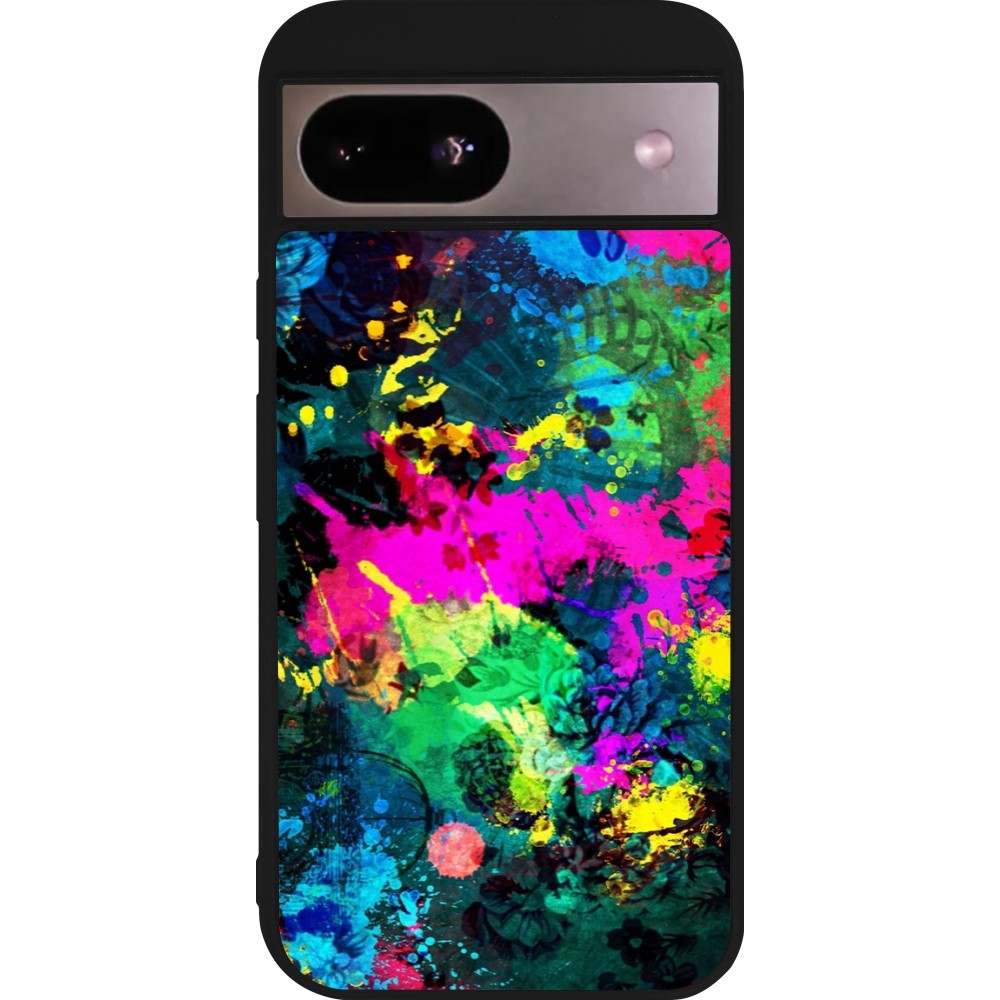 Coque Google Pixel 8a - Silicone rigide noir Splash paint