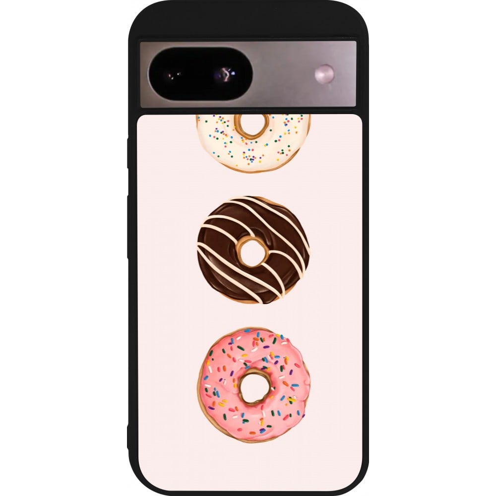 Coque Google Pixel 8a - Silicone rigide noir Spring 23 donuts