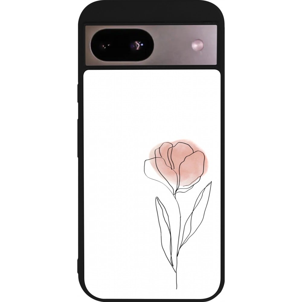 Coque Google Pixel 8a - Silicone rigide noir Spring 23 minimalist flower