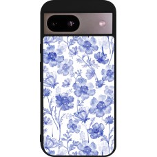 Coque Google Pixel 8a - Silicone rigide noir Spring 23 watercolor blue flowers