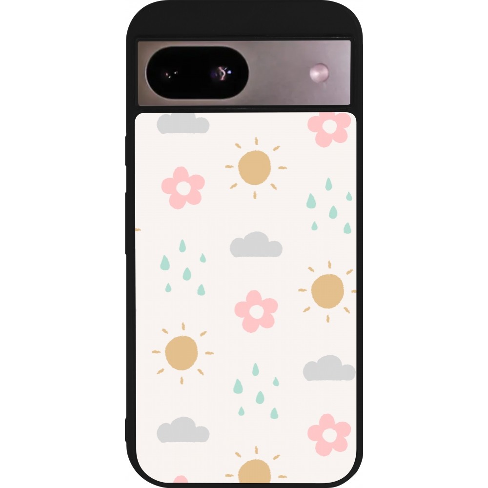 Coque Google Pixel 8a - Silicone rigide noir Spring 23 weather