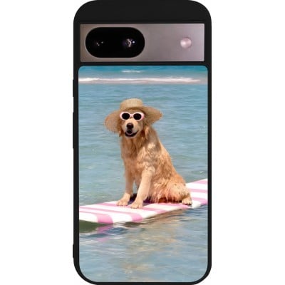 Coque Google Pixel 8a - Silicone rigide noir Summer Dog on Paddle