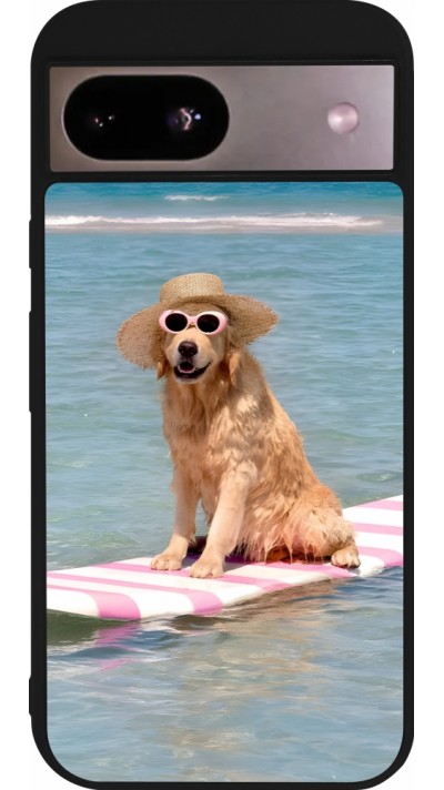 Coque Google Pixel 8a - Silicone rigide noir Summer Dog on Paddle