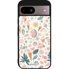 Coque Google Pixel 8a - Silicone rigide noir Summer Pink Pattern