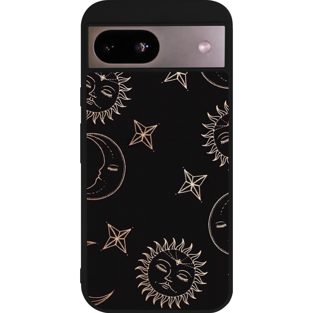 Coque Google Pixel 8a - Silicone rigide noir Suns and Moons