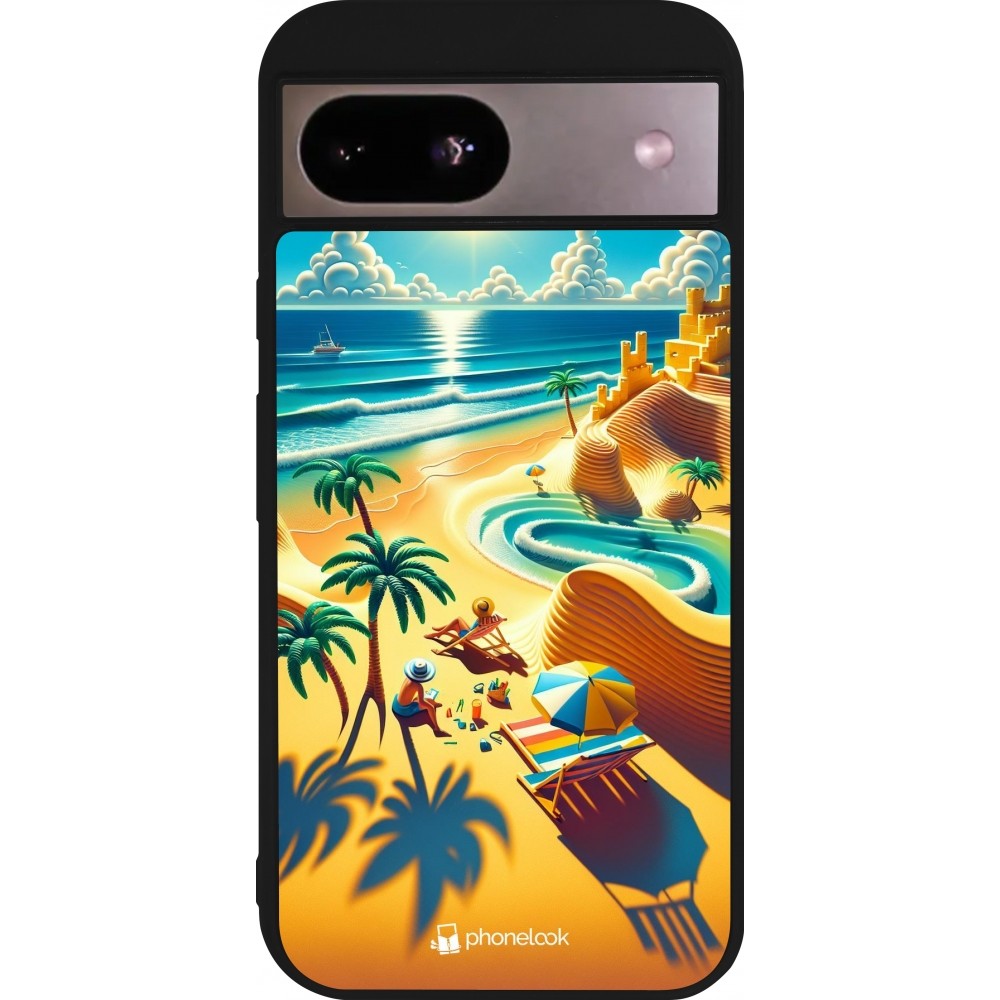 Coque Google Pixel 8a - Silicone rigide noir Sunset Breeze