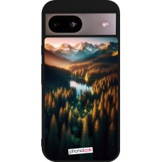 Coque Google Pixel 8a - Silicone rigide noir Sunset Forest Lake