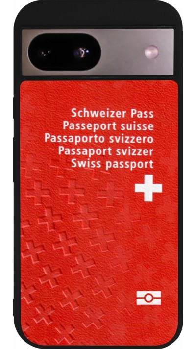 Coque Google Pixel 8a - Silicone rigide noir Swiss Passport