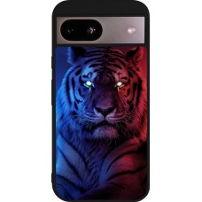 Coque Google Pixel 8a - Silicone rigide noir Tiger Blue Red