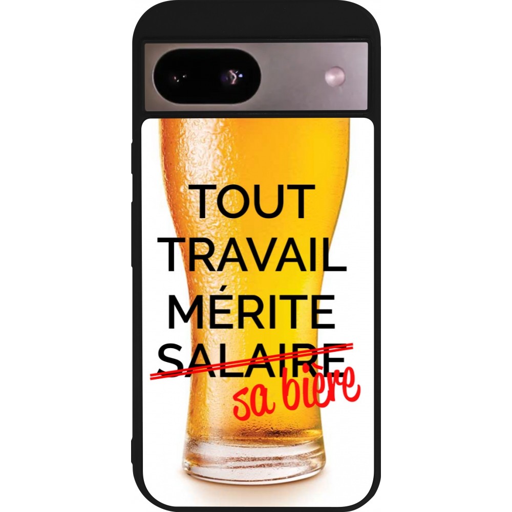 Coque Google Pixel 8a - Silicone rigide noir Tout travail mérite sa bière