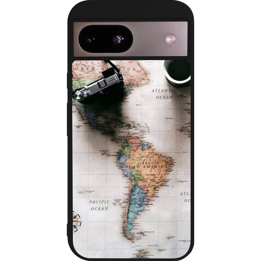 Coque Google Pixel 8a - Silicone rigide noir Travel 01