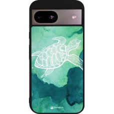 Coque Google Pixel 8a - Silicone rigide noir Turtle Aztec Watercolor