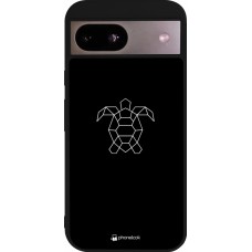 Coque Google Pixel 8a - Silicone rigide noir Turtles lines on black